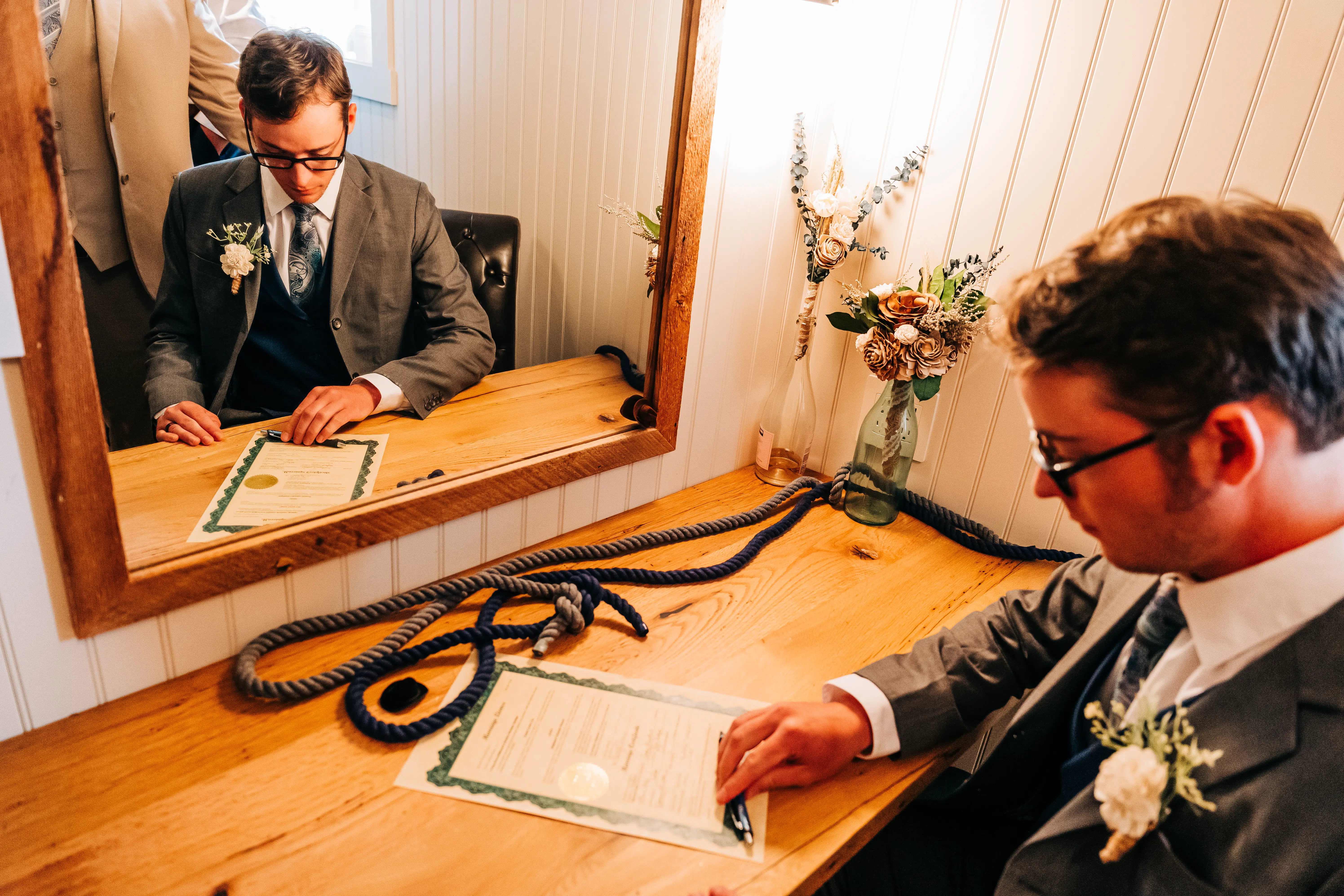 Groom Signing A Marriage License In Montana