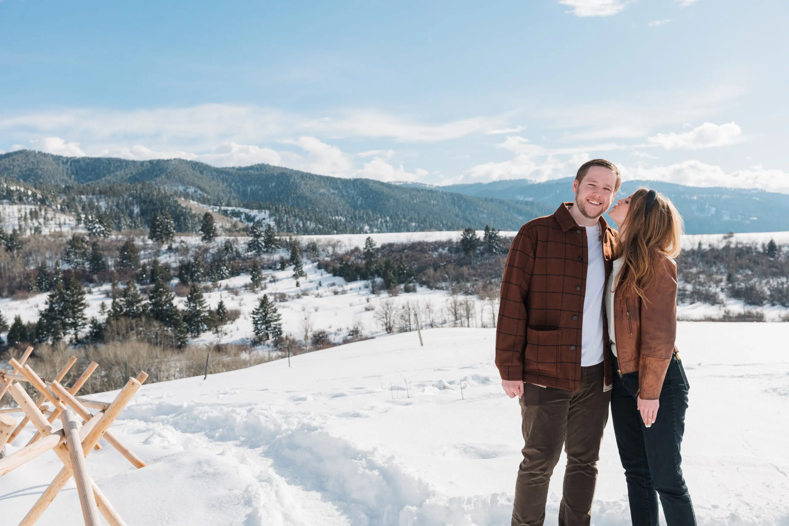 Newley Engaged Couple At One Of The Best Bozeman Proposal Spots, Triple Tree